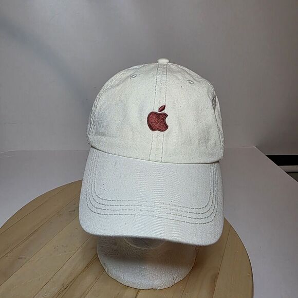 Vintage Apple Computers Embroidered Logo Hat NWT Strap Back Off White - Picture 5 of 7
